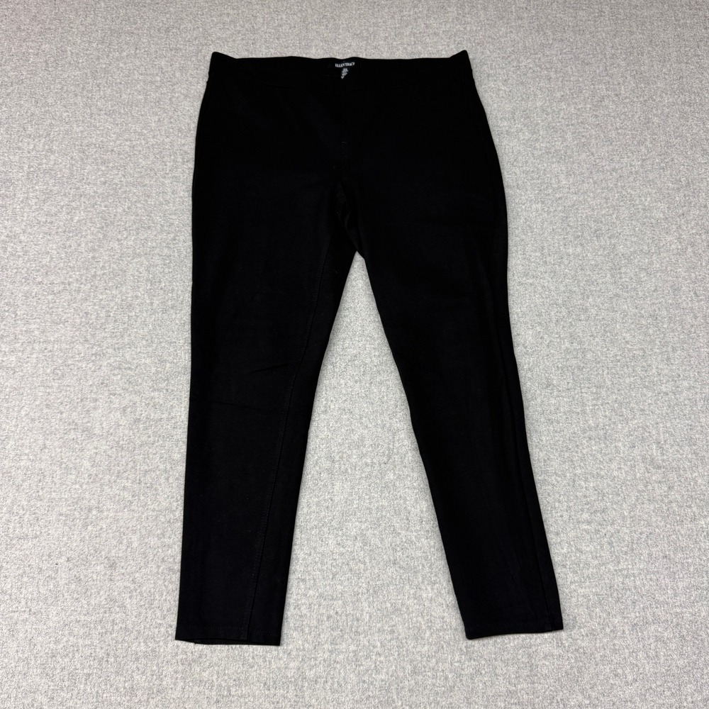 Ellen Tracy Pull On Pants XL Black Stretch Slim Leg Faux Front Pockets Workwear